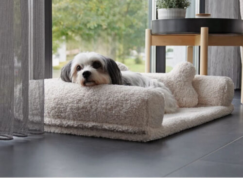 Bankbeschermer Hond Deluxe Wol Crème