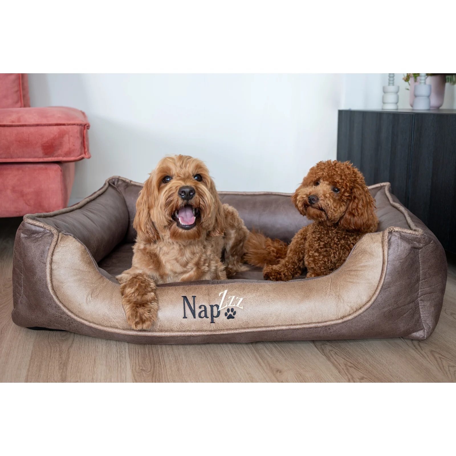 Hondenmand Hondenmand Napzzz Lederlook Duo Beige Bruin Hondenmand Napzzz Lederlook Duo Beige Bruin