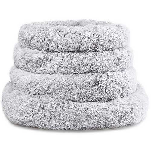 Hondenmand Donut Fluffy grijs XXL