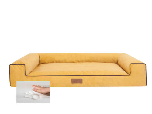 Orthopedische hondenmand Lounge Bed Velvet Okergeel 100cm