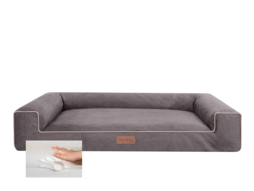 Orthopedische hondenmand Lounge Bed Velvet Taupe 100cm