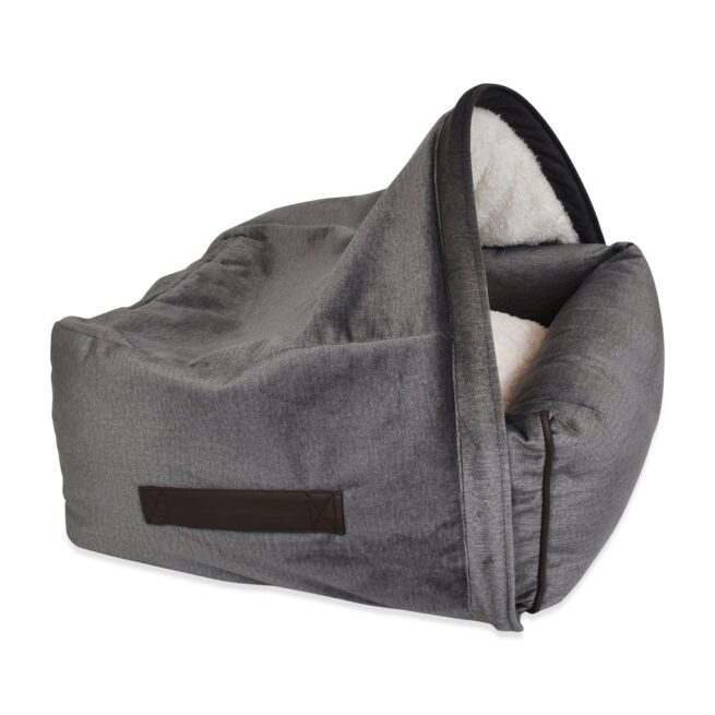 Kona Cave® Hondenmand Snuggle Cave Velvet Grijs - Afbeelding 2