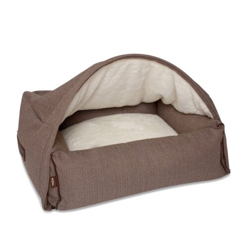 Kona Cave® Hondenmand Snuggle Cave Herringbone Bruin