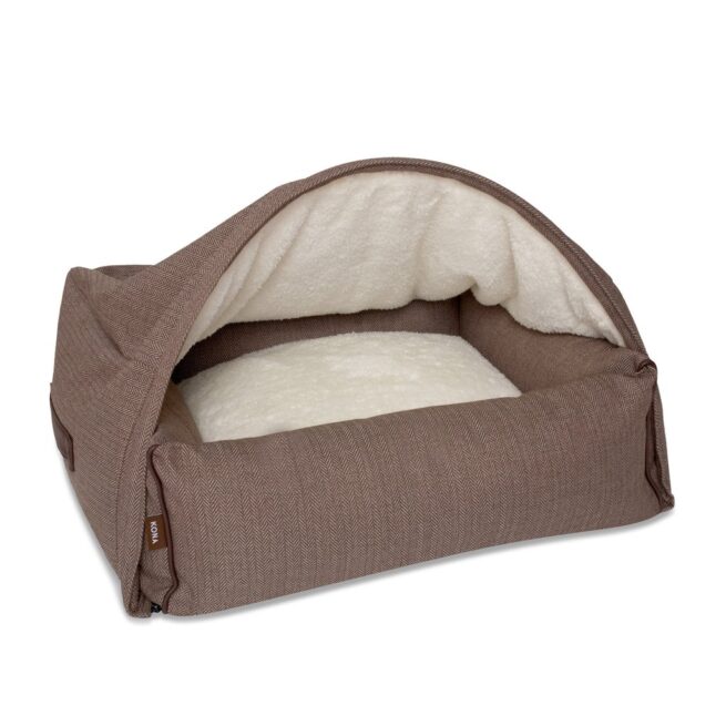 Kona Cave® Hondenmand Snuggle Cave Herringbone Bruin