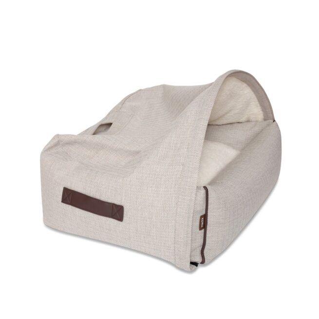 Kona Cave® Hondenmand Snuggle Cave Herringbone Crème - Afbeelding 2