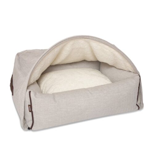 Kona Cave® Hondenmand Snuggle Cave Herringbone Crème