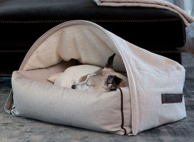 Kona Cave® Hondenmand Snuggle Cave Herringbone Crème - Afbeelding 4
