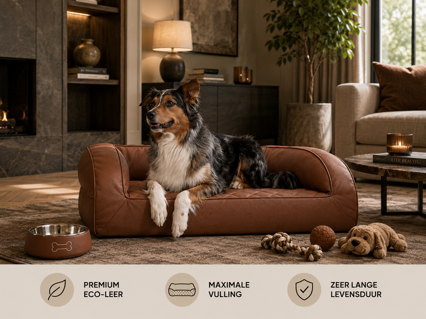 Grote hondenmand Hondenmand Kunstleer Lounge Deluxe Cognac Hondenmand Kunstleer Lounge Deluxe Cognac