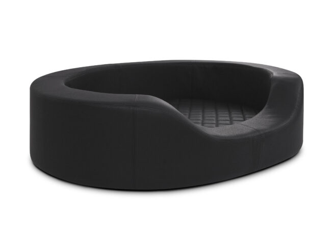 Hondenmand Hondensofa Ovalis Zwart Eco-Leder - Afbeelding 2