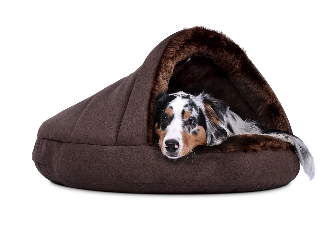 Afleiding warm Slordig Hondenmand Snuggle Cave Comfort Deluxe Bruin - 123Hondenmand.nl