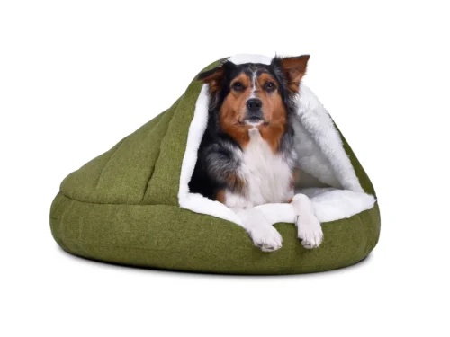 Hondenmand Snuggle Cave Comfort Deluxe Groen-Wit