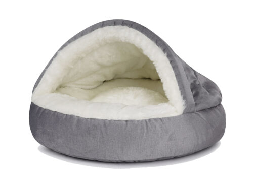 Hondenmand Snuggle Cave Deluxe Velvet Zilver