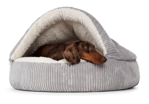 Hondenmand Snuggle Cave Donut Ribbed Grijs