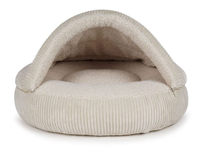 Hondenmand Snuggle Cave Donut Ribbed Beige - Afbeelding 2