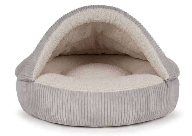 Hondenmand Snuggle Cave Donut Ribbed Lichtgrijs - Afbeelding 2