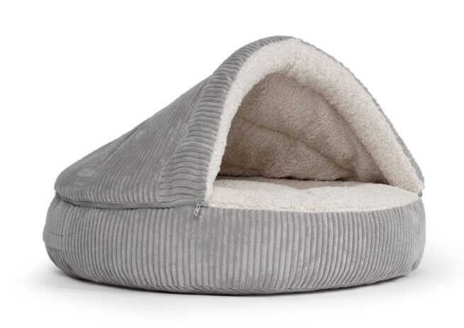 Hondenmand Snuggle Cave Donut Ribbed Grijs - Afbeelding 3