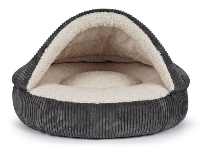 Hondenmand Snuggle Cave Donut Ribbed Antraciet - Afbeelding 2