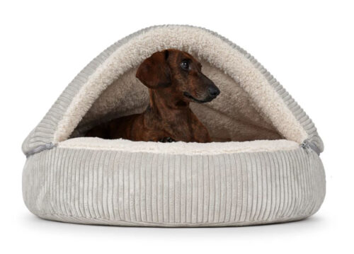 Hondenmand Snuggle Cave Donut Ribbed Lichtgrijs