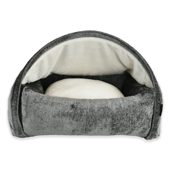 Kona Cave® Hondenmand Snuggle Cave Chenille Velvet Grijs (pre-order) - Afbeelding 2