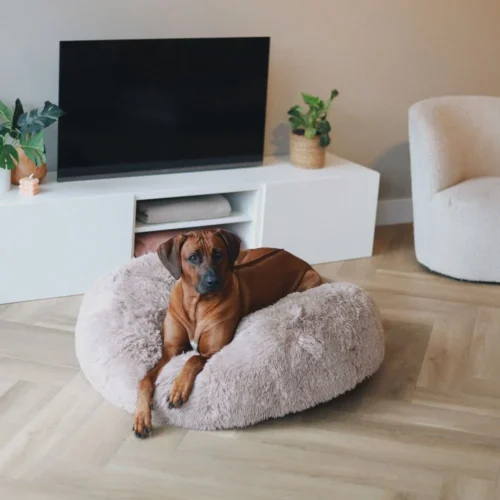 Hondenmand Donut Fluffy Fuzz 2.0 Zand