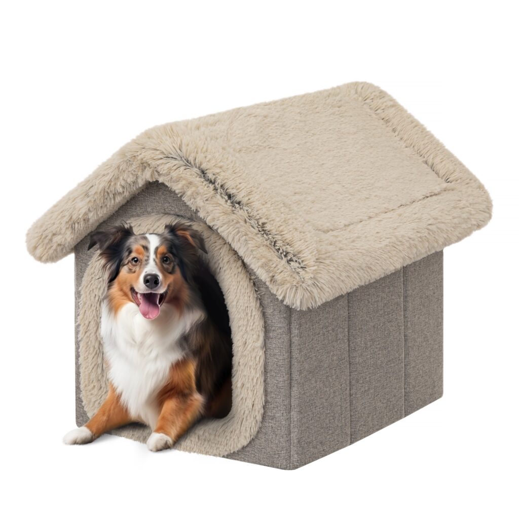 PillowPrim Hondenhok, hondenmand, hondenbed, hondenhuisje, kattenmand, maat XL (60 x 55 cm), beige met bruin PillowPrim Hondenhok, hondenmand, hondenbed, hondenhuisje, kattenmand, maat XL (60 x 55 cm), beige met bruin