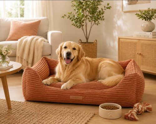 Hondenmand Ribbed Design Deluxe Terracotta