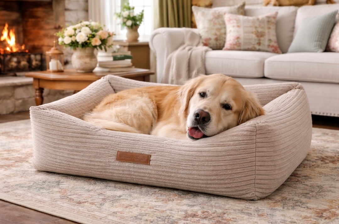 Dog's Lifestyle Hondenmand Ribbed Deluxe Taupe Orthopedisch Hondenmand Ribbed Deluxe Taupe Orthopedisch