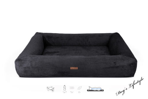 Orthopedische Hondenmand Ribbed Deluxe Rechthoek Zwart