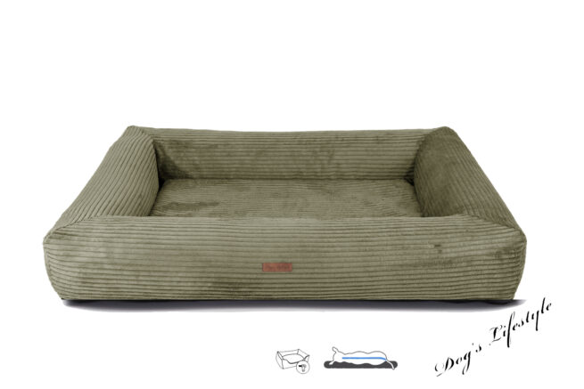 Orthopedische hondenmand Ribbed Deluxe rechthoek Olijfgroen - Afbeelding 2