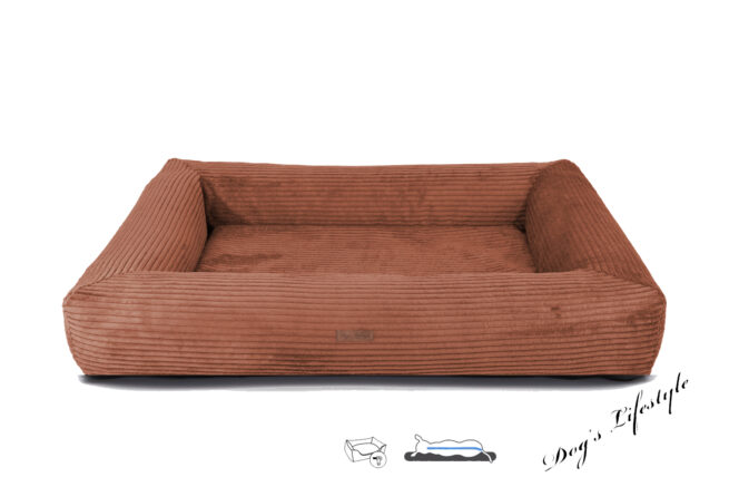 Orthopedische hondenmand Ribbed Deluxe rechthoek Terracotta - Afbeelding 3