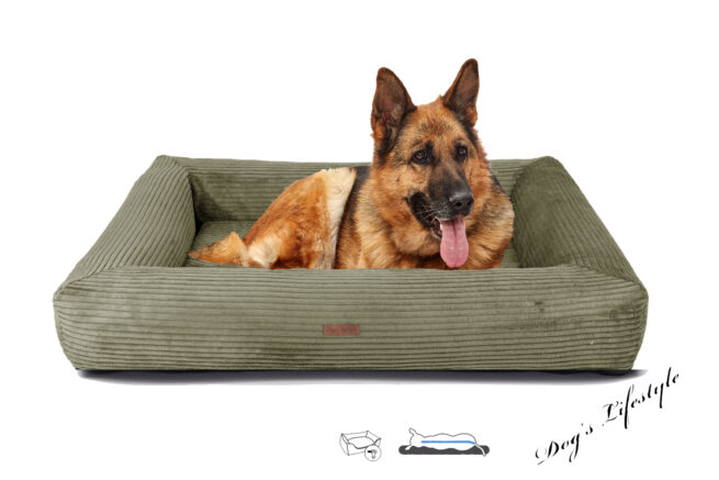 Orthopedische hondenmand Ribbed Deluxe rechthoek Olijfgroen - Afbeelding 3