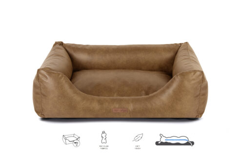 Orthopedische Hondenmand Lederlook Soft Cognac