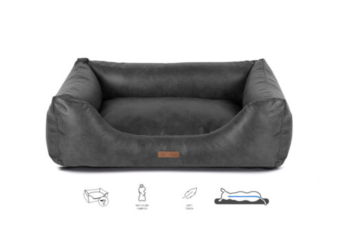 Orthopedische Hondenmand Lederlook Soft Antraciet