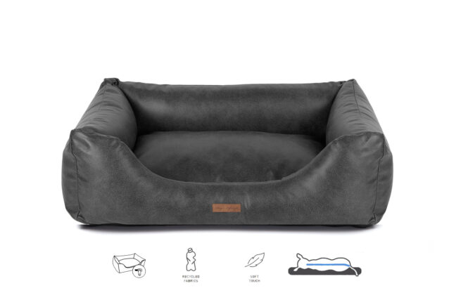 Orthopedische Hondenmand Lederlook Soft Antraciet