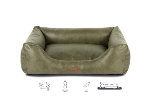 Orthopedische Hondenmand Lederlook Soft Mosgroen