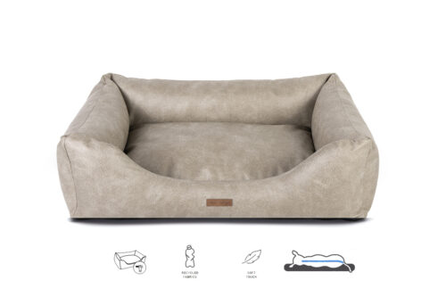 Orthopedische Hondenmand Lederlook Soft Taupe