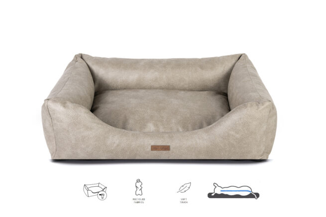 Orthopedische Hondenmand Lederlook Soft Taupe