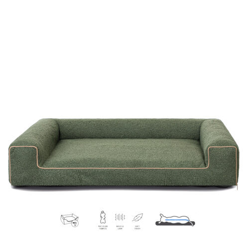 Orthopedische Hondenmand Lounge Bed Boucle Mosgroen