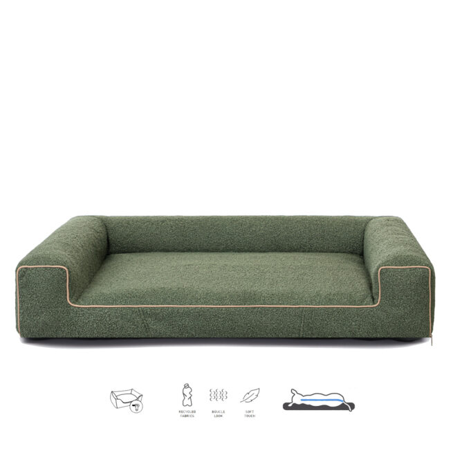 Orthopedische Hondenmand Lounge Bed Boucle Mosgroen