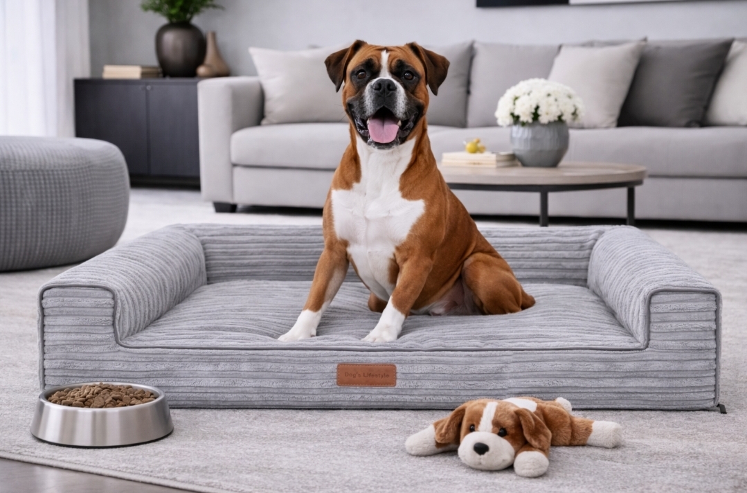 Dog's Lifestyle Orthopedische Hondenmand Lounge Bed Rib Grijs Orthopedische Hondenmand Lounge Bed Rib Grijs