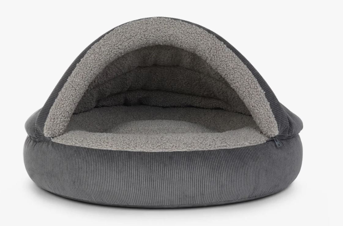 Merken Snuggle Cave Hondenmand Ribbed Small Antraciet – Luxe Hondenhol met Zachte Schapenvachtlook Snuggle Cave Hondenmand Ribbed Small Antraciet – Luxe Hondenhol met Zachte Schapenvachtlook - Afbeelding 2