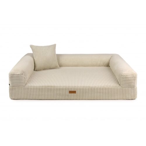 Grote hondenmand Hondenbed Surplus Rotan Bed Orthopedische Hondenmand Lounge Ribbed Deluxe Beige - Wasbare Hoes