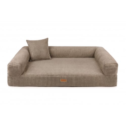 Grote hondenmand Hondenbed Surplus Rotan Bed Orthopedische Hondenmand Lounge Ribbed Deluxe Taupe - Wasbare Hoes