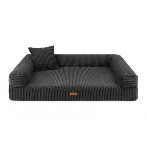 Grote hondenmand Hondenbed Surplus Rotan Bed Orthopedische Hondenmand Lounge Ribbed Deluxe Antraciet - Wasbare Hoes