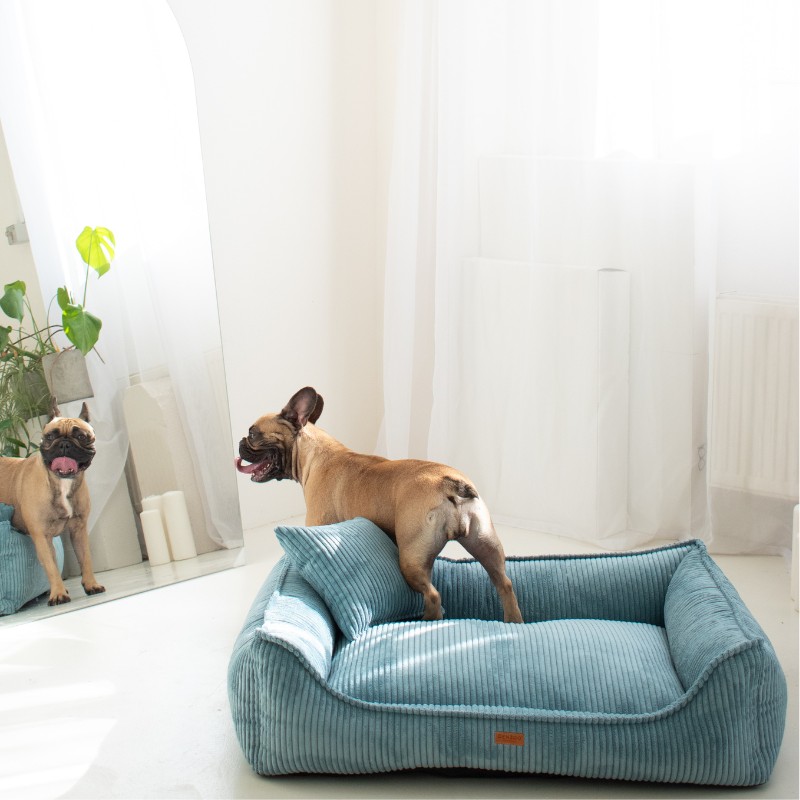 Denzoo Orthopedische Hondenmanden Orthopedische Hondenmand Milano Ribbed Turquoise – Visco Memory Foam – Luxe & Wasbaar Orthopedische Hondenmand Milano Ribbed Turquoise – Visco Memory Foam – Luxe & Wasbaar - Afbeelding 3