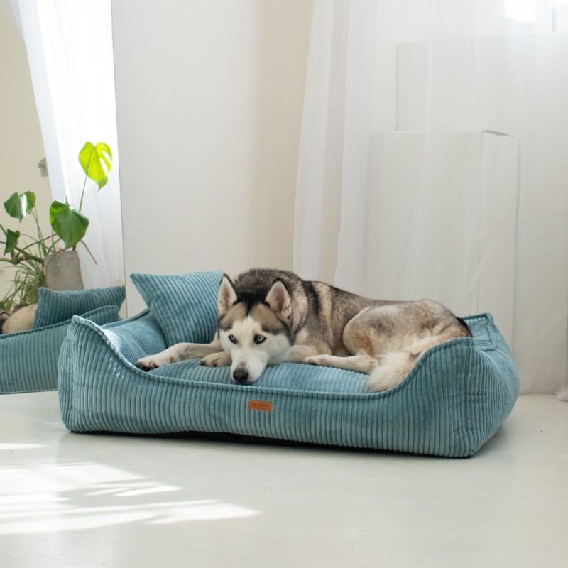 Denzoo Orthopedische Hondenmanden Orthopedische Hondenmand Milano Ribbed Turquoise – Visco Memory Foam – Luxe & Wasbaar Orthopedische Hondenmand Milano Ribbed Turquoise – Visco Memory Foam – Luxe & Wasbaar - Afbeelding 4