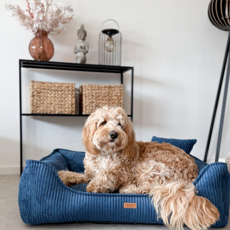 Denzoo Orthopedische Hondenmanden Orthopedische Hondenmand Milano Ribbed Blauw – Visco Memory Foam – Luxe & Wasbaar Orthopedische Hondenmand Milano Ribbed Blauw – Visco Memory Foam – Luxe & Wasbaar - Afbeelding 5