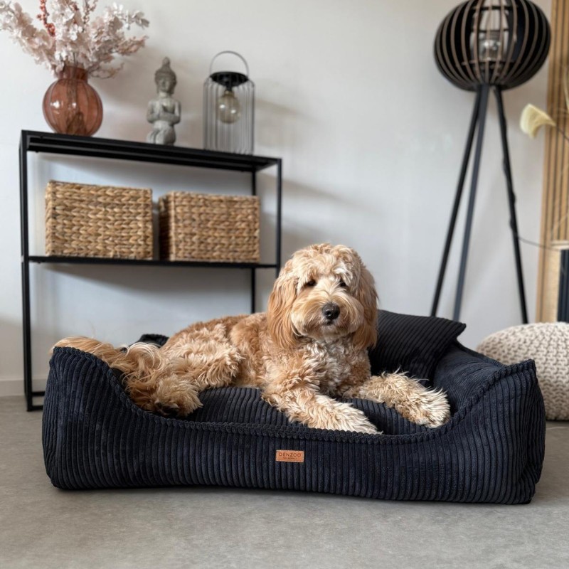 Denzoo Orthopedische Hondenmanden Orthopedische Hondenmand Milano Ribbed Zwart – Visco Memory Foam – Luxe & Wasbaar Orthopedische Hondenmand Milano Ribbed Zwart – Visco Memory Foam – Luxe & Wasbaar - Afbeelding 4