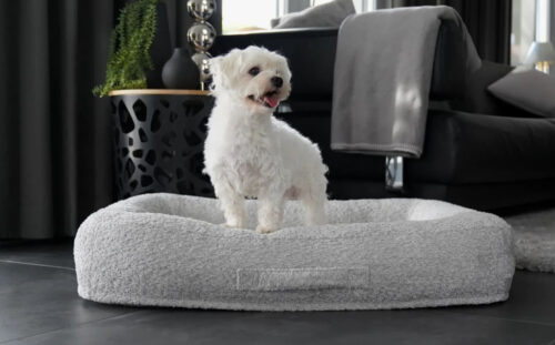 Grote hondenmand Hondenbed Surplus Rotan Bed Hondenmand Bouclé Zilvergrijs Rechthoek – Luxe Hondenmand – Wasbaar – Optioneel Orthopedisch