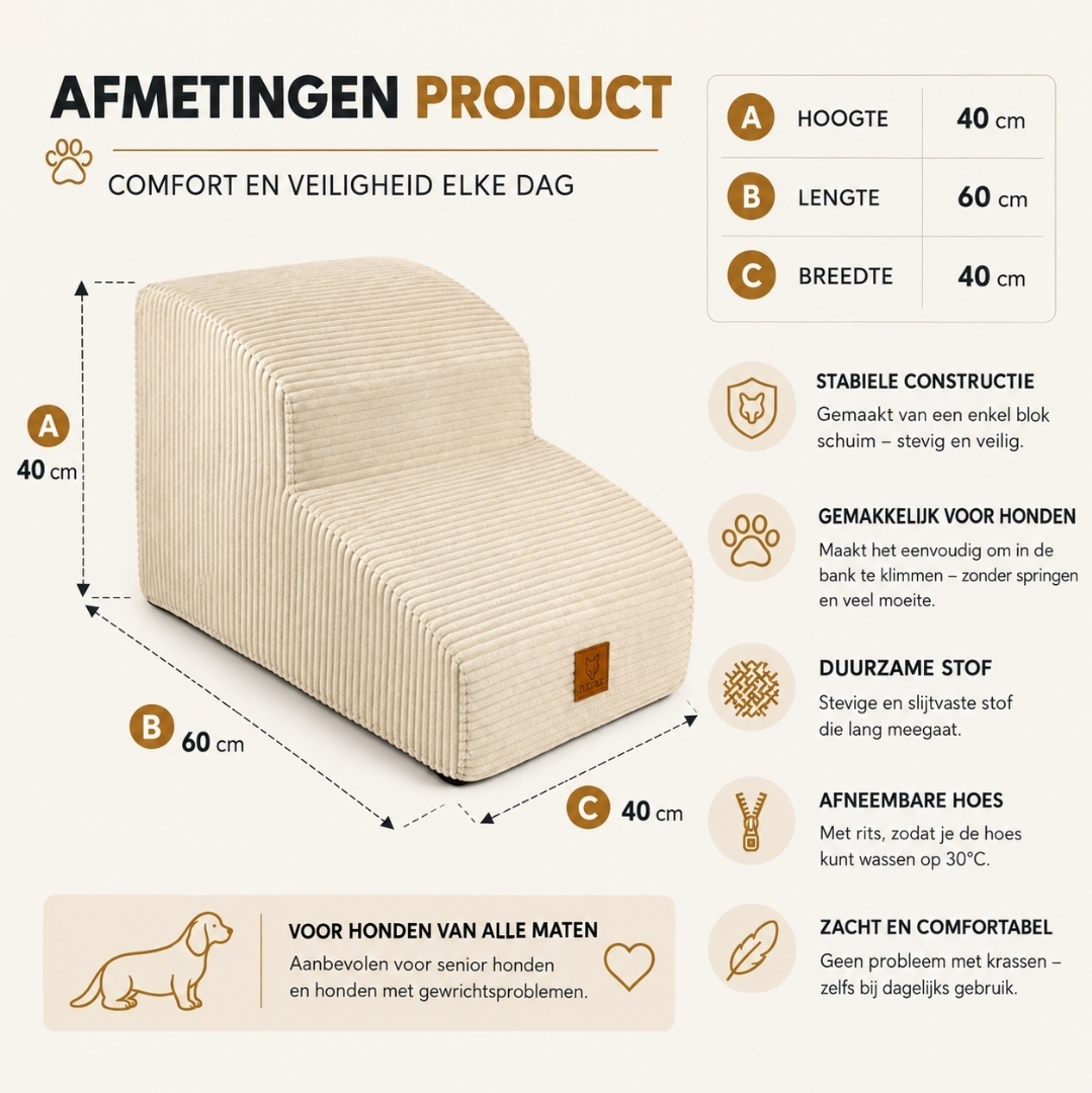 Denzoo Orthopedische Hondenmanden Hondentrap Milano Grijs – Honden Trap voor Bank en Bed – Wasbare Hoes Hondentrap Milano Grijs – Honden Trap voor Bank en Bed – Wasbare Hoes - Afbeelding 3